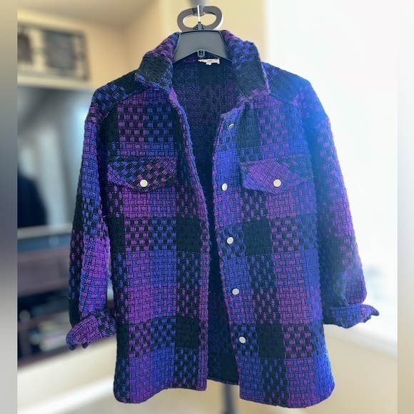 La Miele Multi-Purple Plaid Shacket - Size L - Picture 2 of 15